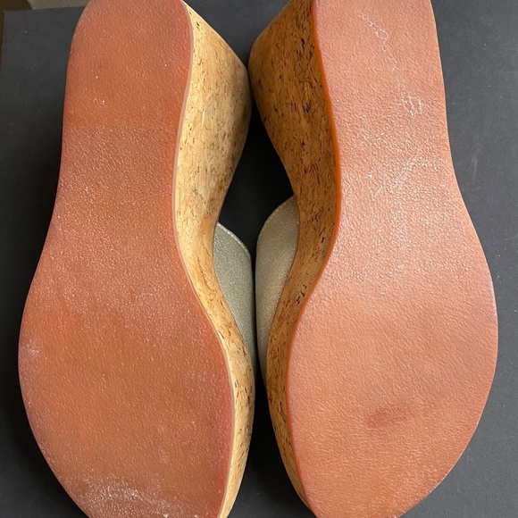 K Jacques St Tropez Silver Leather Cork Platform Slides - Picture 8 of 9